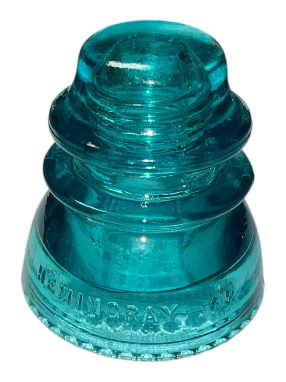 Vintage Hemingray-42 Glass Telegraph Insulator – Aqua Blue – Made in U.S.A.